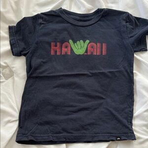 Quiksilver Navy Kids Tee with Green Shaka and Red Hawaii Text
